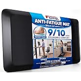 FEATOL Anti Fatigue Mat for Standing Desk &amp; Kitchen Floor, 9/10 Extra Thick | Ergonomic Memory Foam Standing Mat,Cushioned Comfort Floor Mat for Office,Kitchen, Home, All-Day Work (20" x 32", Black, 1PC)