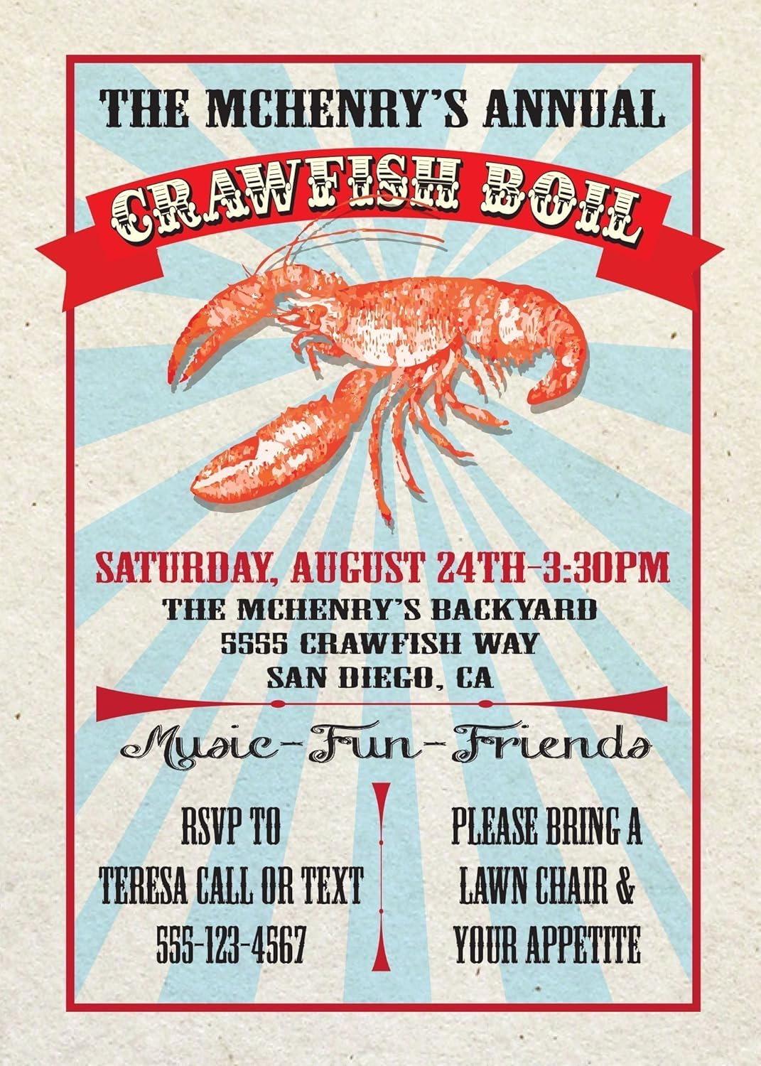 Amazon Com Crawfish Boil Party Invitation In A Poster Style