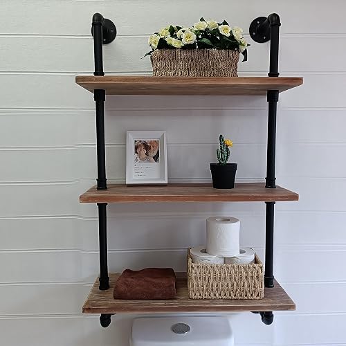 HDDFER Industrial Pipe Shelving Bathroom Shelves Over Toilet 24 Inch ...
