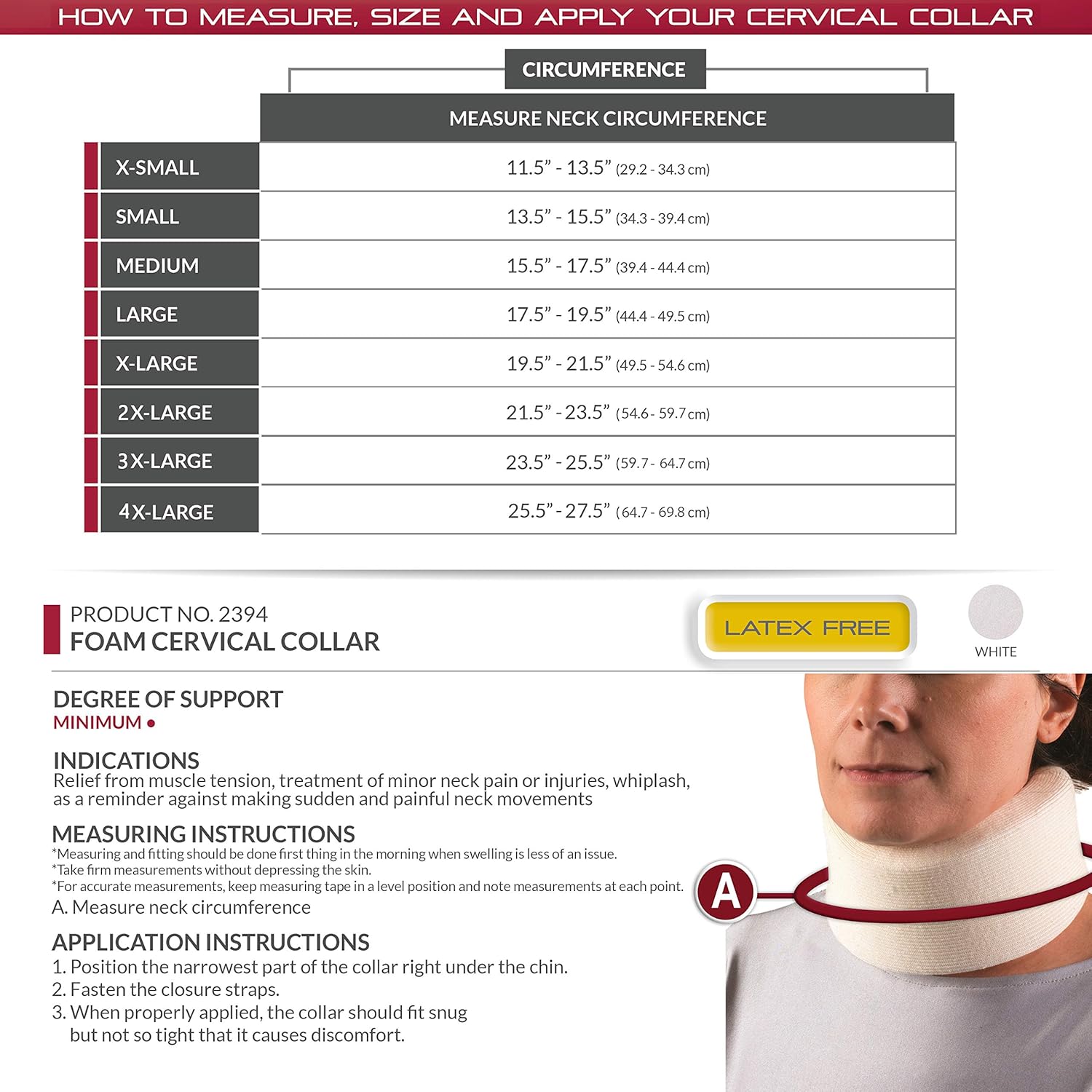 OTC Cervical Collar, Soft Foam, Neck Support Brace, Medium (Narrow 2.5" Depth Collar): Health & Personal Care