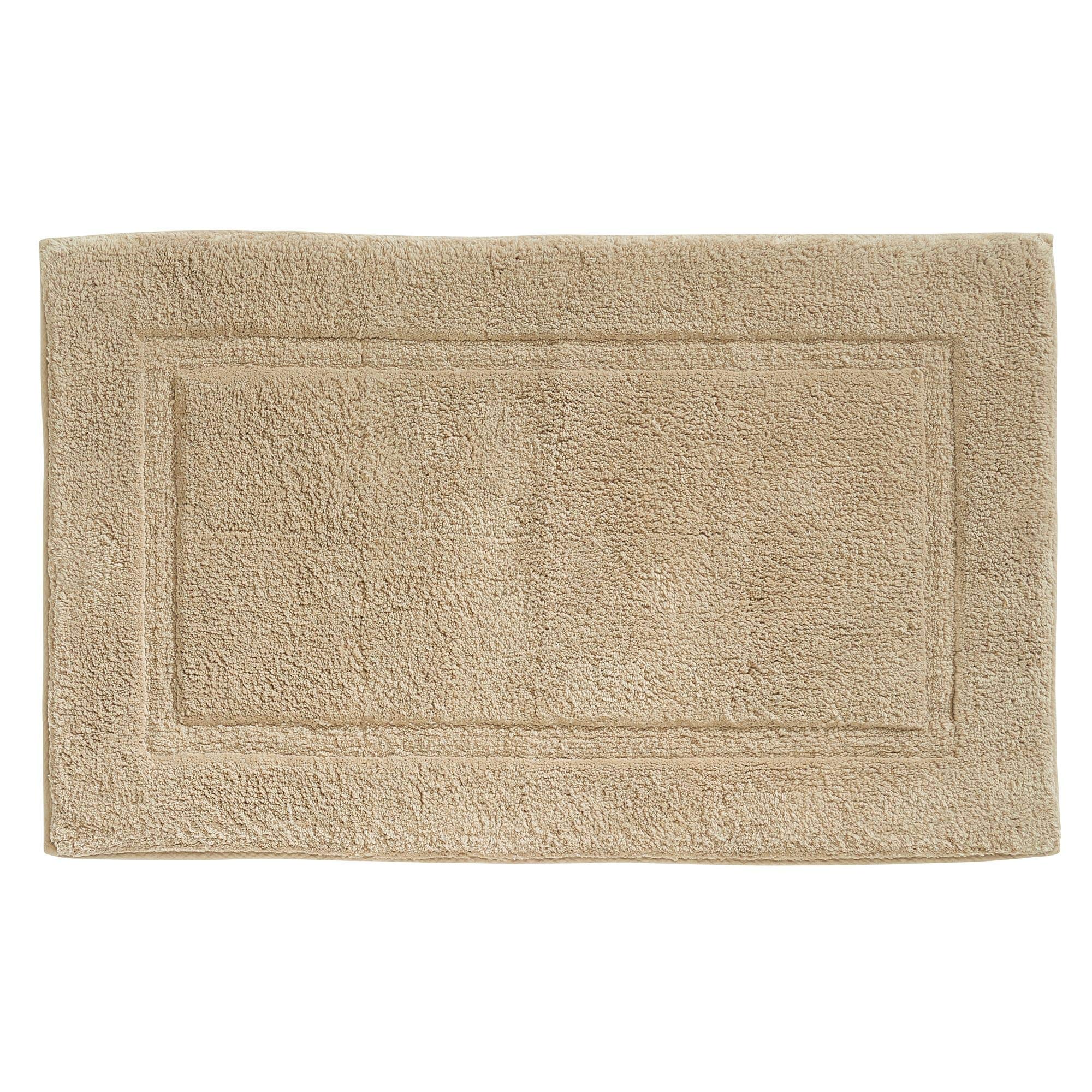mDesign Soft 100% Cotton Luxury Hotel-Style Rectangular Spa Mat Rug, Plush Water Absorbent, Decorative Border - for Bathroom Vanity, Bathtub/Shower - Machine Washable - 2 Pack - Linen/Tan