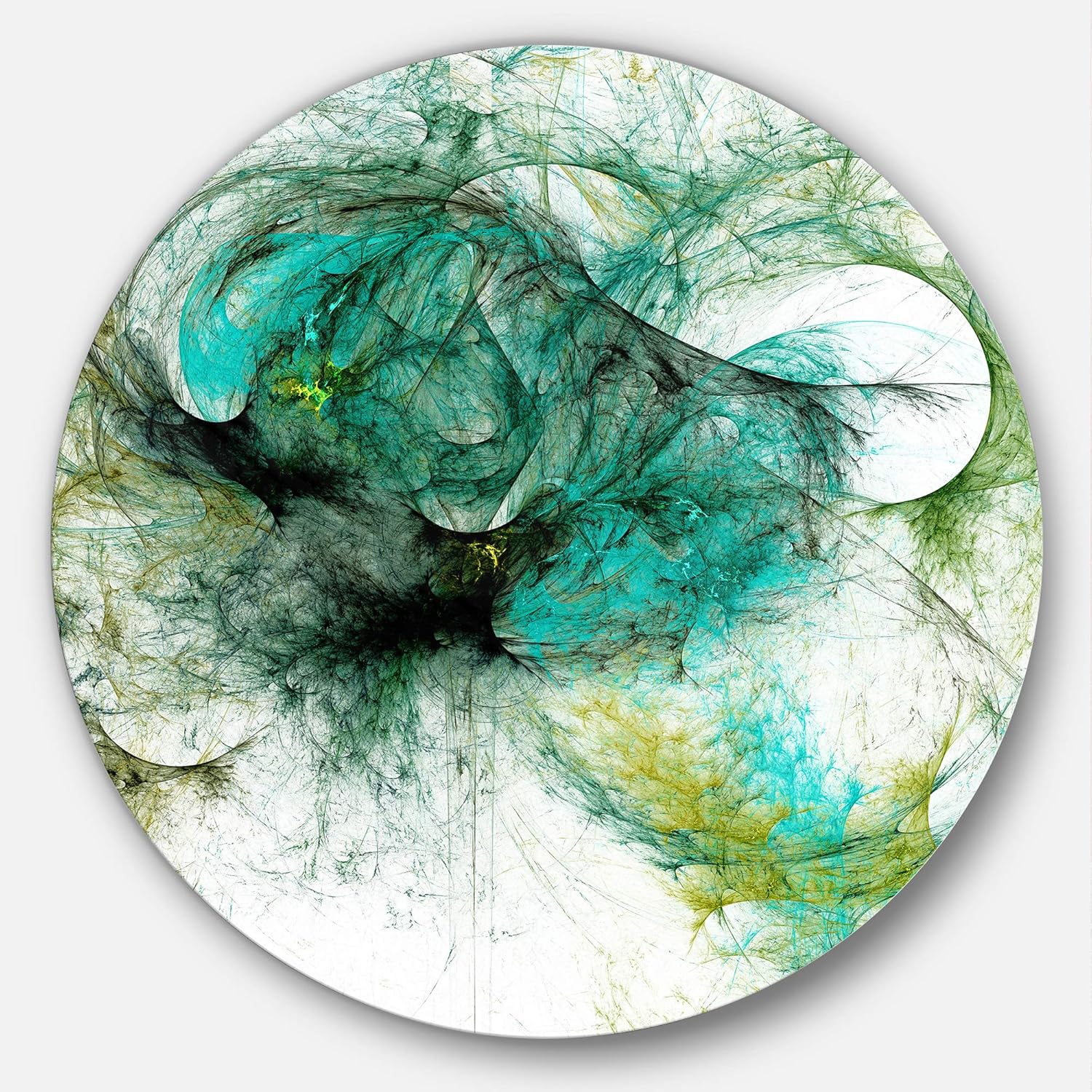 Designart Mt8649 C23 Fractal Digital Paint Pattern Abstract Digital Art Large Disc Metal Wall Art 23 X 23 Blue Green Amazon In Home Kitchen