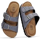 Project Cloud 100% Genuine Leather Kids Sandals - Natural Cork Footbed Non-Slip Slides for Kids - Lightweight Boys & Girls Sandals - Water-Resistant Girls & Boys Sandals