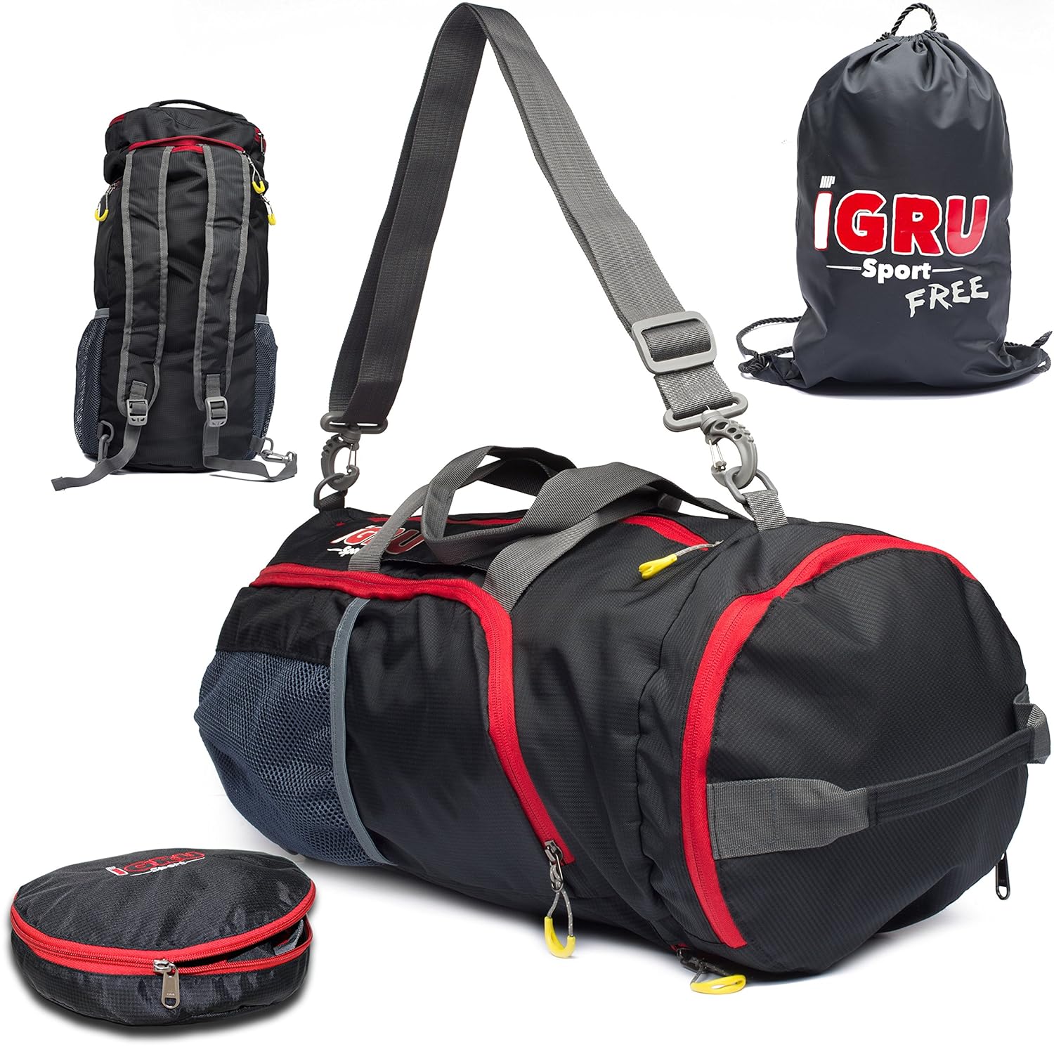 Convertible Black Duffle Backpack For Active Men With FREE Laundry Bag