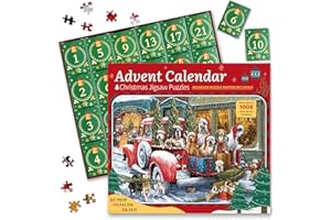 KWYZ Christmas Puzzle Advent Calendar 2025, Christmas Jigsaw Puzzles for Kids and Adults- Dog's Christmas Advent Calendar Puzzle 24 Boxes 1008 Pieces Puzzles Countdown to Christmas Decorations Gifts
