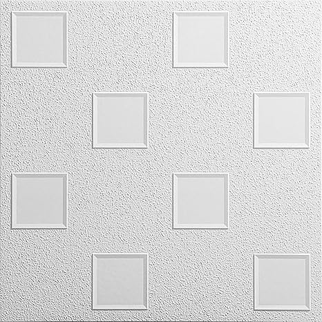 Decorative Laminated Polystyrene Ceiling Tiles Panels Oktawa White