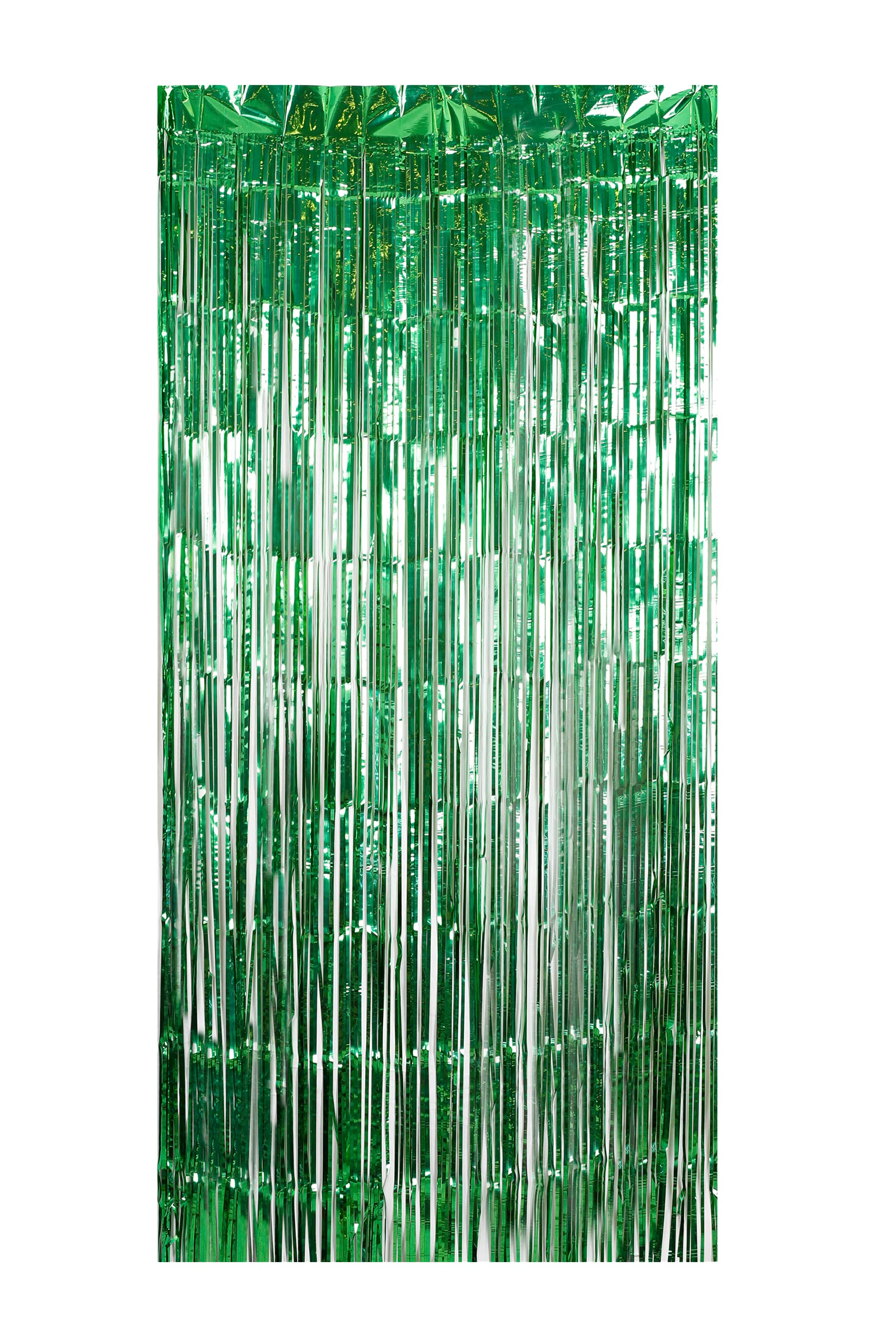3pcs Metallic Tinsel Foil Fringe Curtain, Shiny Hanging Streamers, Long Strands Decoration, St Patrick's day banner bunting Colourful Sparkle, Photo Booth Backdrop (Green, 1m Width x 3m Height)