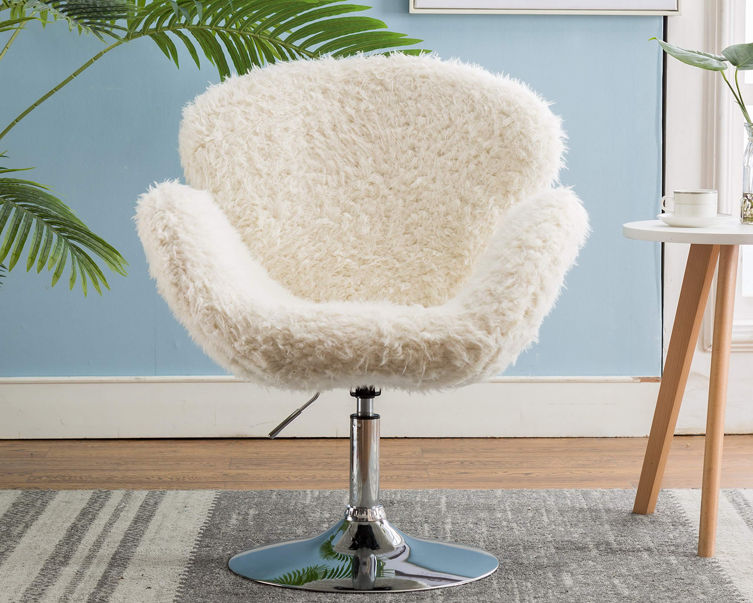Buy CIMOO White Makeup Vanity Chair, Cute Furry Home Office Chair with