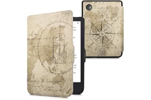 kwmobile Case Compatible with Kobo Clara 2E / Tolino Shine 4 Case - eReader Cover - Travel Vintage Brown/Light Brown