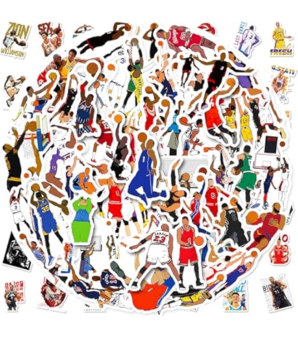 KOWASO Basketball Autocollants 50 Pièces Pour Bouteille D'eau Mignon Basketball Cadeaux Autocollants De Sport Pour Enfants Ados Adultes