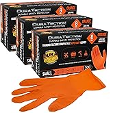 Dura-Gold Duratection 8 Mil Orange Super Duty Diamond Textured Nitrile Disposable Gloves, 3 Boxes of 100, Small - Latex Free, Powder Free, Food Safe, Safety Protection Work Gloves, Industrial