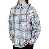 TICOMELA Men’s Mid-Weight FR Welding Shirt, 7.5oz 100% Cotton NFPA 2112 CAT2 – Flame-Resistant Button-Down Work Shirt