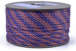 BORED? PARACORD! Bored Paracord - 1', 10', 25', 50', 100' Hanks & 250', 1000' Spools of Parachute 550 Cord Type III 7 Strand Paracord Well Over 300 Colors - Stars and Stripes - 10 Feet