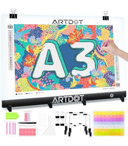 Tablette Lumineuse LED A3 (42,9 X 34,8 Cm) - Luminosité Et Couleur Réglables (3 Tons), Alimentation USB-C - Pour Dessin, Peinture Diamant, Décalquage