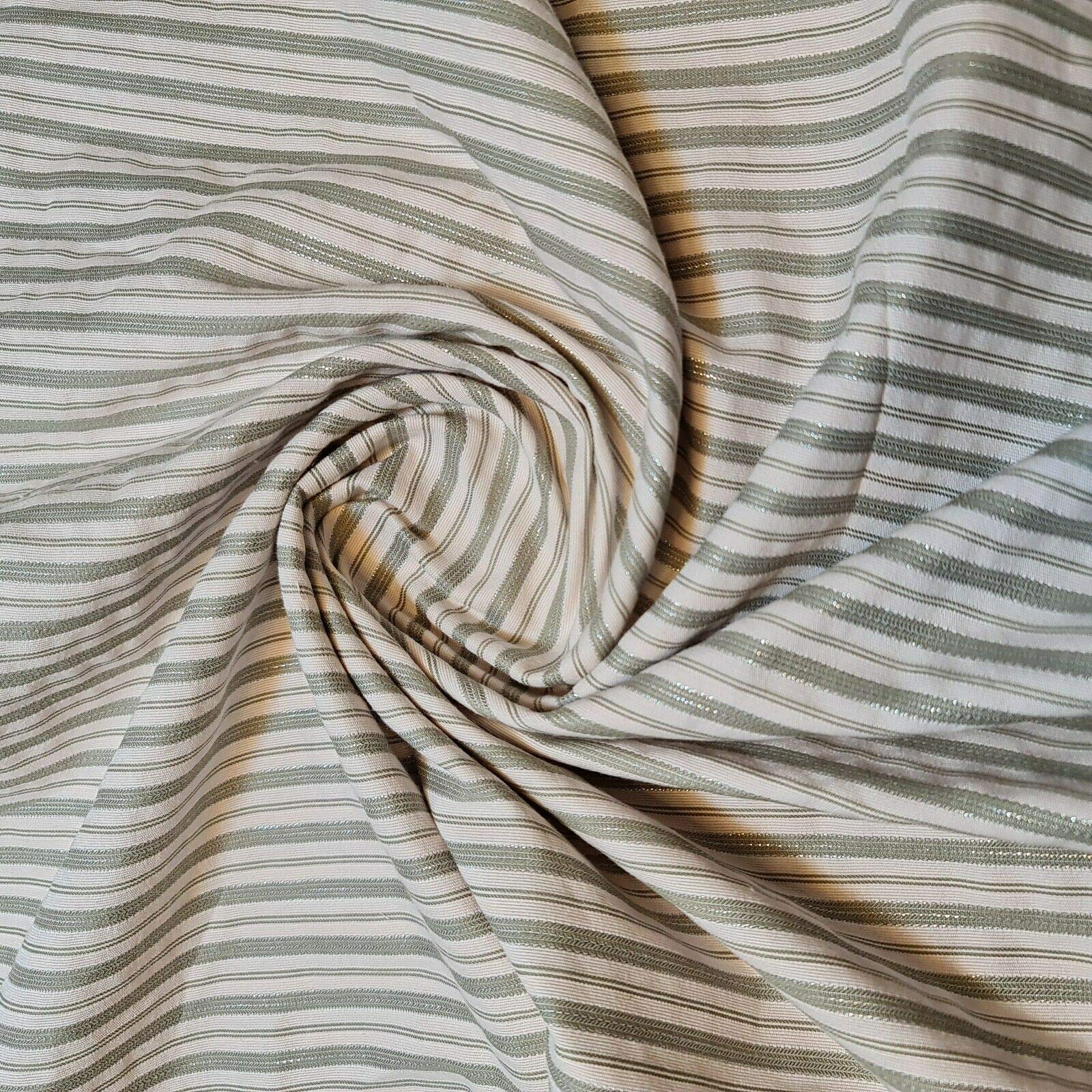 100% Cotton Printed Fabric Candy Metallic Stripes Dress Craft by The Meter 58" (Pre Cut 1 Meter)