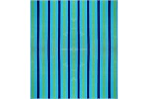 COTTON CRAFT Oversized Extra Wide XL Beach Blanket Towel for Two - 58x68-100% Cotton Velour - Big & Huge - Pool Picnic Bath Jacquard Thick Plush Super Soft Luxury - 450 GSM - Cabana Stripe Blue Green