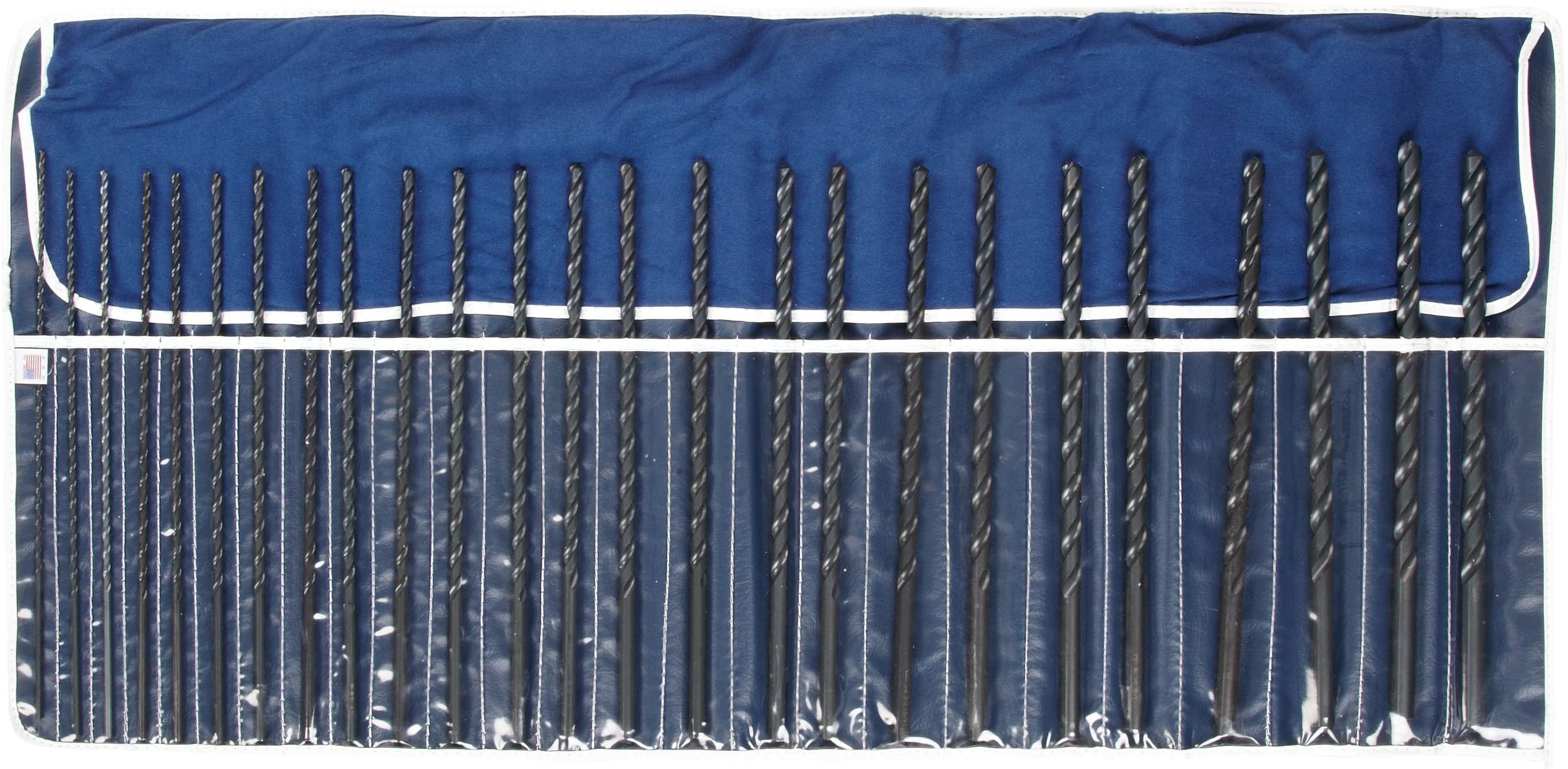 Chicago Latrobe B002E8TRTQ 120X Series High-Speed Steel Extra-Long Length Drill Bit Set In Plastic Pouch, Black Oxide Finish, 118 Notched Point, Inch, 25-piece, 1/8" - 1/2" in 1/64" increments