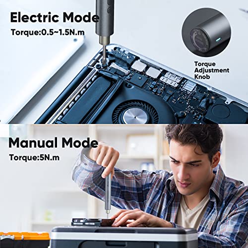 PKEY Electric Screwdriver, Cordless Screwdriver with 32 Magnetic Bits & 4 LED Lights, Torque Adjustment, Rechargeable 2000mAh Battery, Repair Tool Kit for Door Locks, Printers, Computer, Bicycle