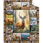 Deer Throw Blanket - Super Soft Cozy Fleece for Men, Women, Kids - Forest, Snow, Elk Theme - 50"X 40" - Perfect for Sofa, Bed, Camping
