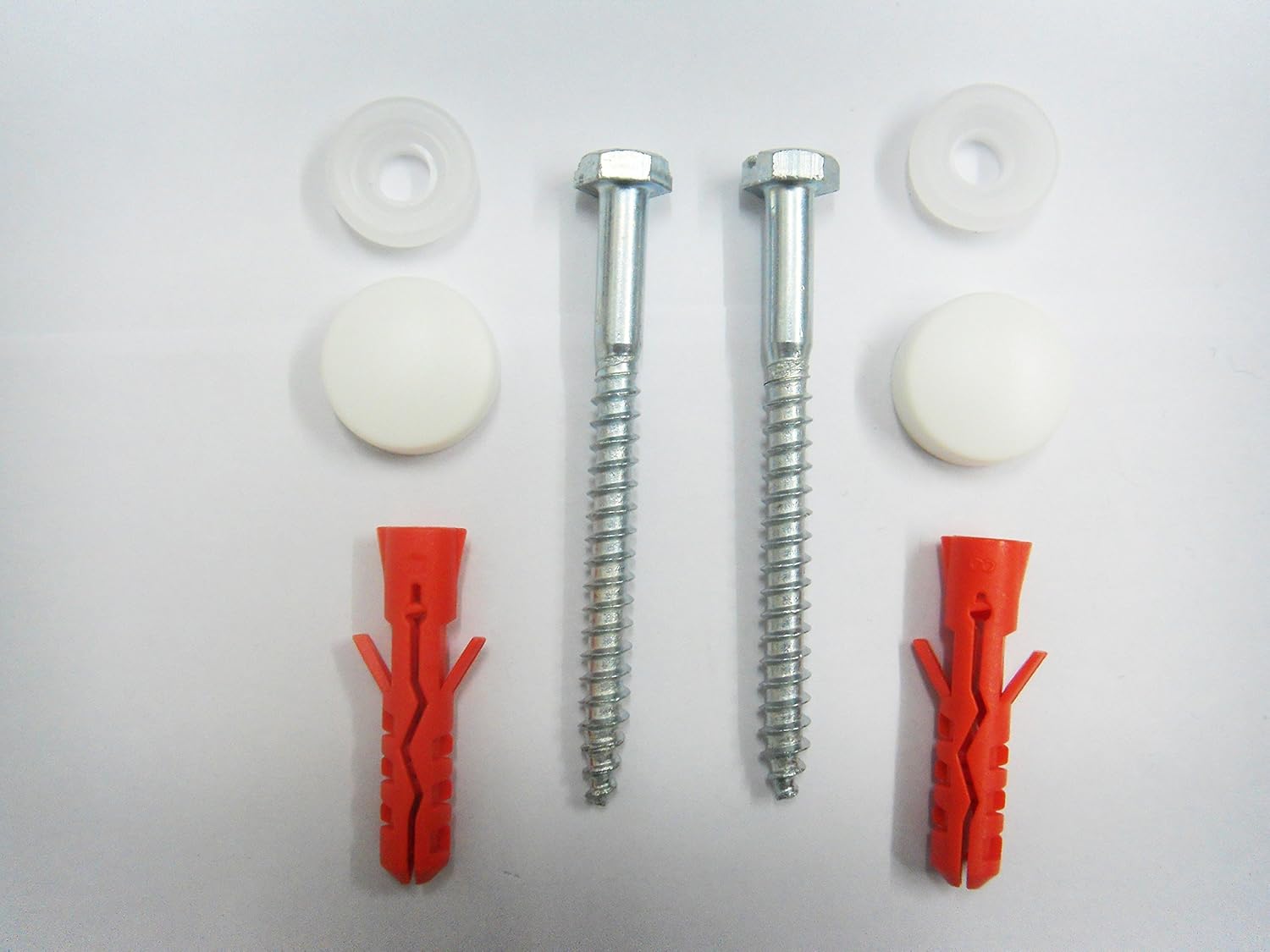 W.C. Pan Fixing Set - White Caps, 6mm