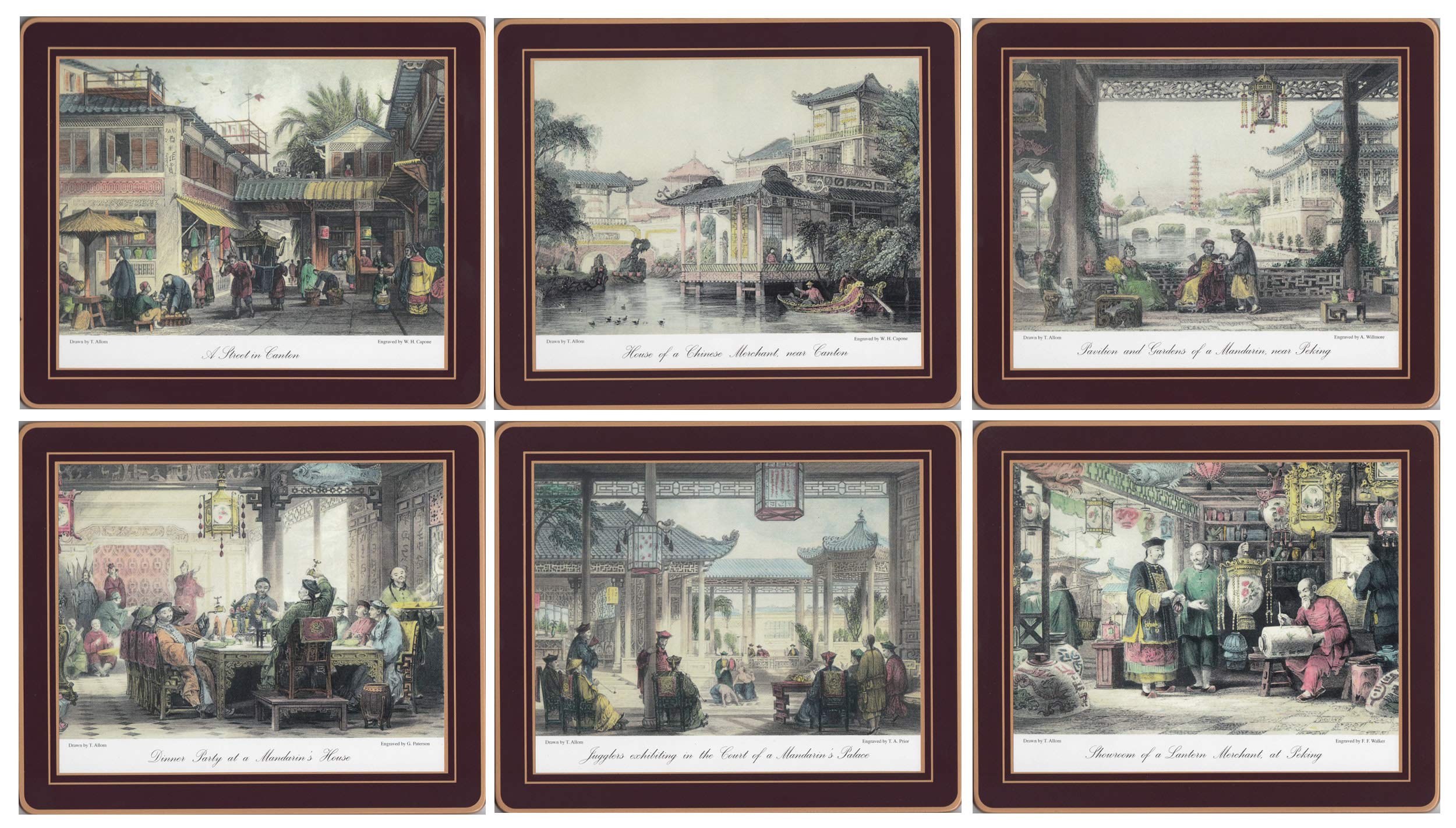 Lady Clare Traditional Coasters Chinese Engravings - Set of 6