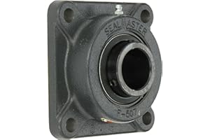Sealmaster SF-24 Standard Duty Flange Unit, 4 Bolt, Regreasable, Felt Seals, Setscrew Locking Collar, Cast Iron Housing, 1-1/2" Bore, 5-1/8" Overall Length, 4" Bolt Hole Spacing Width, 9/16" Flange Height, ±2 Degrees Misalignment Angle