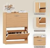 Vida Designs Pine Wood Shoe Cabinet with 2 Drawers Slim Hallway Storage view 5