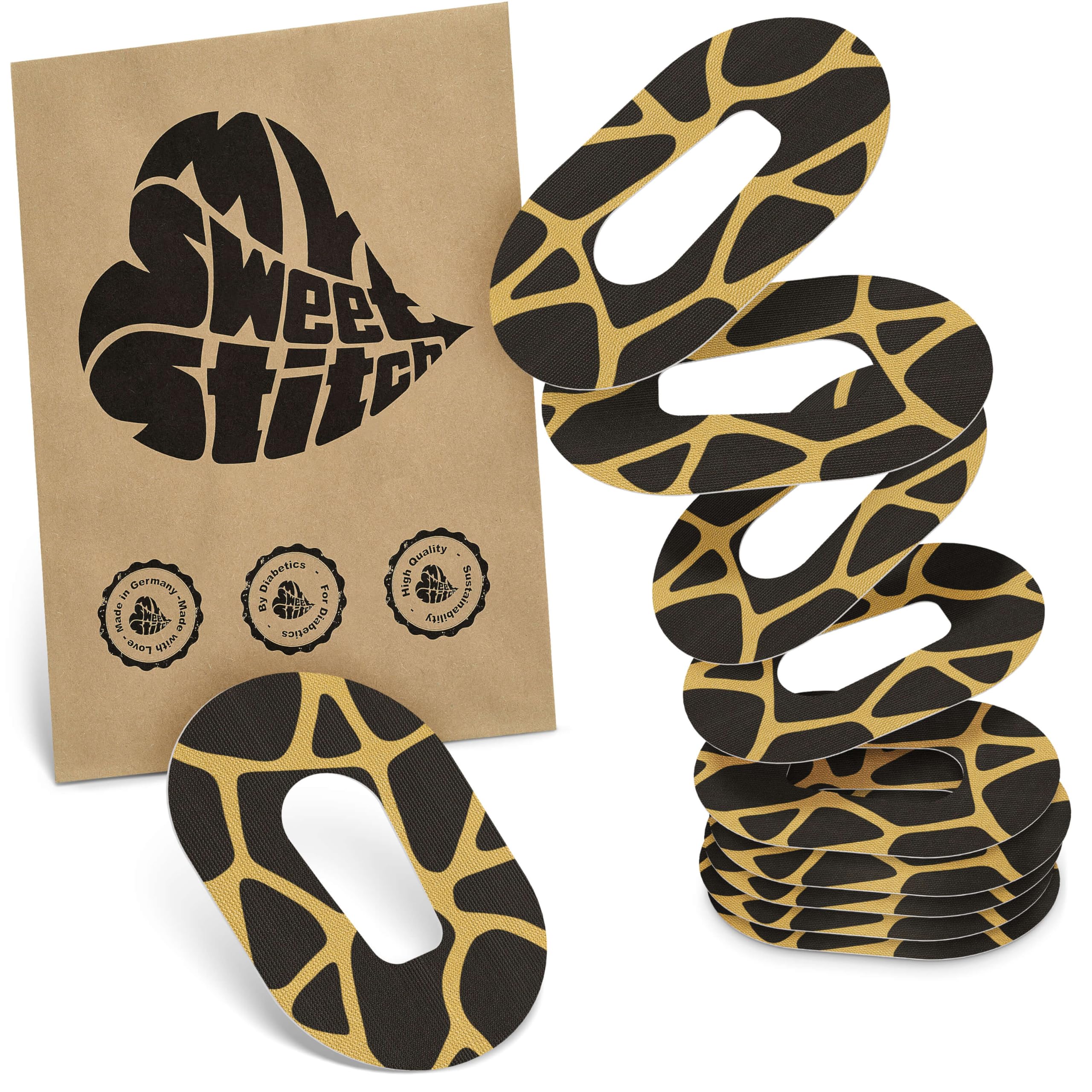 MySweetStitch - 10 x Dexcom G6 Patches, Overpatch Ø 70 x 55mm, Waterproof, Breathable, Skin-Friendly, Made in Germany, Savannah