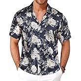 GIANZEN Men’s Hawaiian Shirt Short Sleeve Floral Button Down Casual Beach Vacation Party Shirt