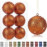 4" Large Christmas Balls Ornaments 6 Pcs Shatterproof Big Orange Christmas Ornaments for Tree Bulk Glitter Big Xmas Tree Ornament for Xmas Halloween Holiday Wedding Party Decoration