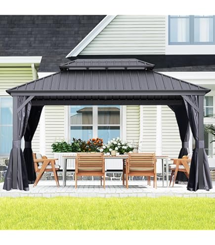 Amazon.com : Big Leaf 10'x10' Wood Gazebo with Galvanized