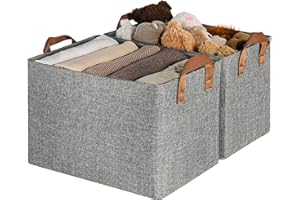 GRANNY SAYS Storage Baskets for Shelves, Closet Organizer Bins, Clothes Storage Bins with Metal Frame, Extra Large Baskets for Organizing and Storage, Collapsible, Gray, 2-Pack