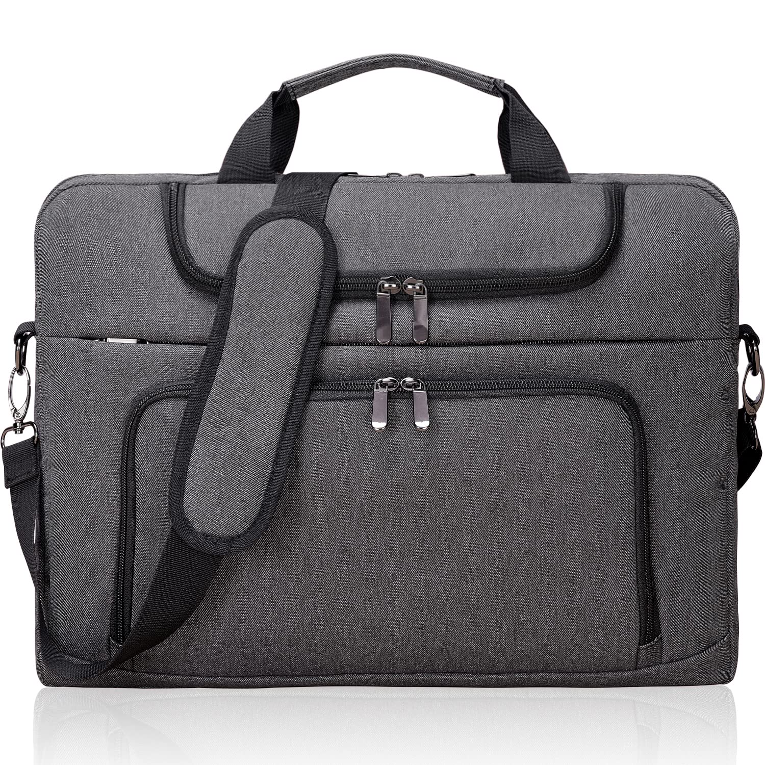 BERTASCHE 17 17.3 inch Laptop Bag Water-Resistant Computer Briefcase Messenger Bags with Shoulder Straps for Men Womens Business Travel, 17 17.3 inch, Deep Grey