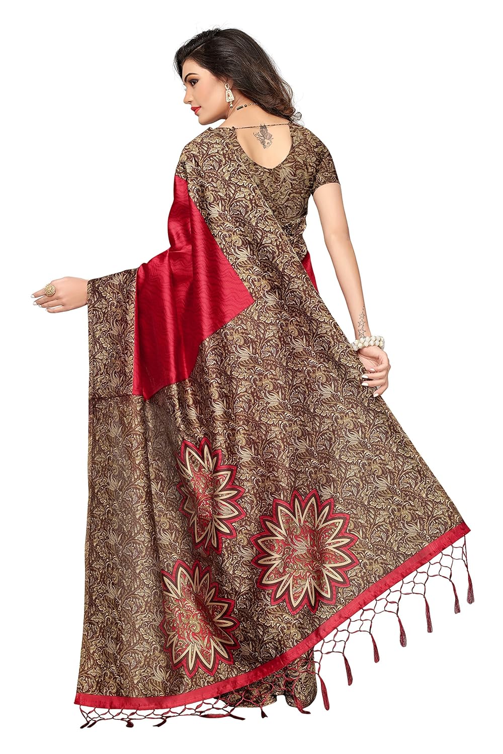 ishin art silk saree with blouse piece