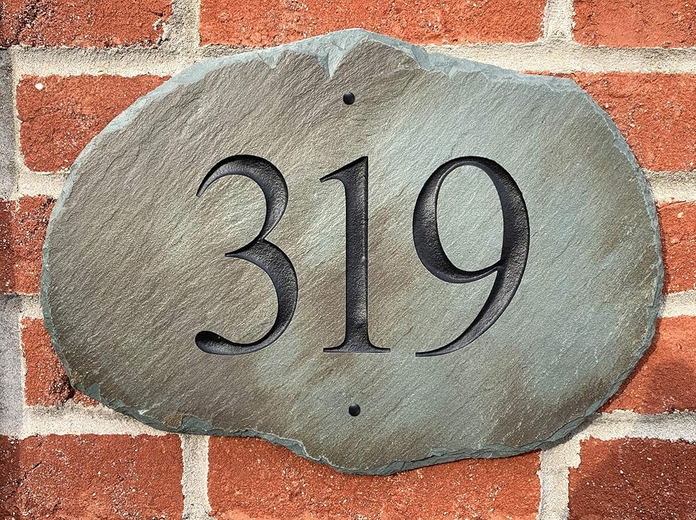 CARVED SLATE House Numbers Address Stone/Carved Marker/House/Plaque