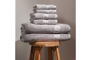 FABDREAMS 100% Organic Cotton Bath Towel Set | Bathroom Luxury Towel Set of 6 | GOTS Certified | Hotel Premium Towels | 700 GSM | 2 Bath Towel 30 x 56 | 2 Hand Towel 16 x 30 | 2 Wash Cloth 13 x 13 | Dark Gray