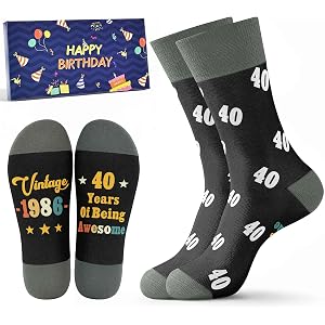 Jeasona Novelty Birthday Gifts Socks for Him, Funny Cotton Crew Socks Birthday Present