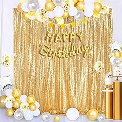8ft x 8ft Gold Sequin Backdrop Curtain Glitter