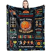 Punofell Basketball Gifts for Boys/Girls 8-12-14-16, Accessories Gift for Basketball Lover/Players, Basketball Team Stuff/Favors/Presents for Men/Coach, Soft Blanket 50" x 60"