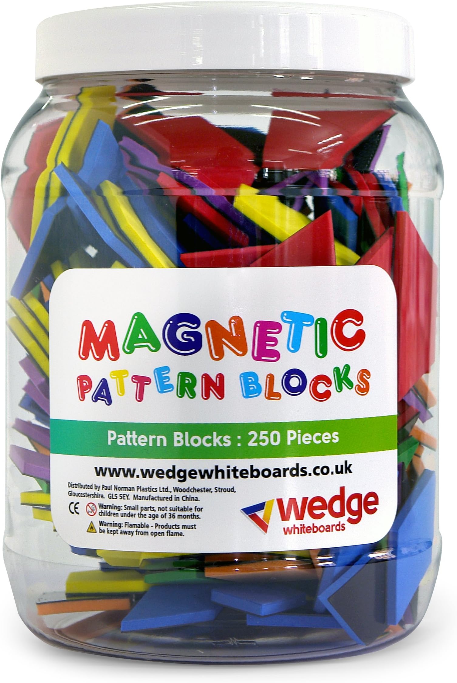 wedge Tub of 250 Geometric Magnetic Foam Pattern Blocks, Shapes / Ideal Teaching Aid