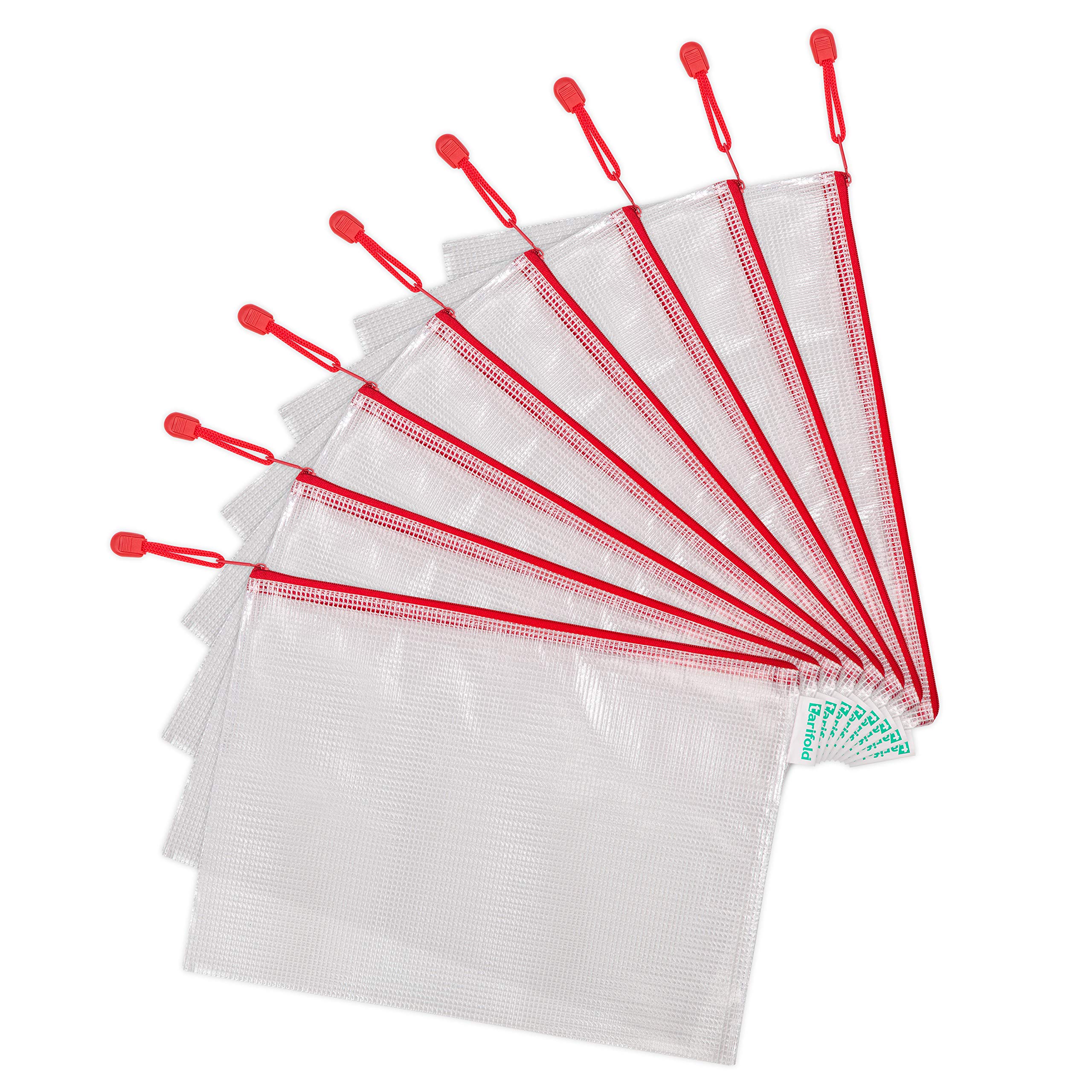 Djois, 509003 Zip Pocket, A4, Red, Pack of 8, Reinforced Zip Pockets, Ultra Robust Material, Tear-Resistant, Perfect for Documents, Thematic Organisation