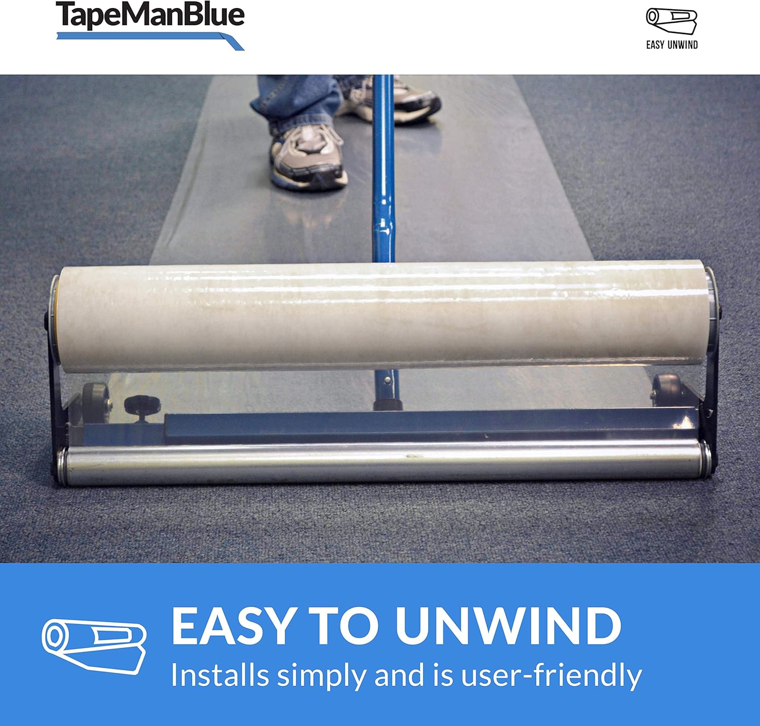 Carpet Protection Film 24" x 200' roll. Made in The USA! Easy Unwind, Clean Removal, Strongest and Most Durable Carpet Protector. Clear, Self-Adhesive Surface Protective Film. - - 