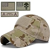 Masktide Tactical Military Mens Camo Baseball Hat with American Flag Skull Patch Patriotic Operator Camouflage Cap for Women