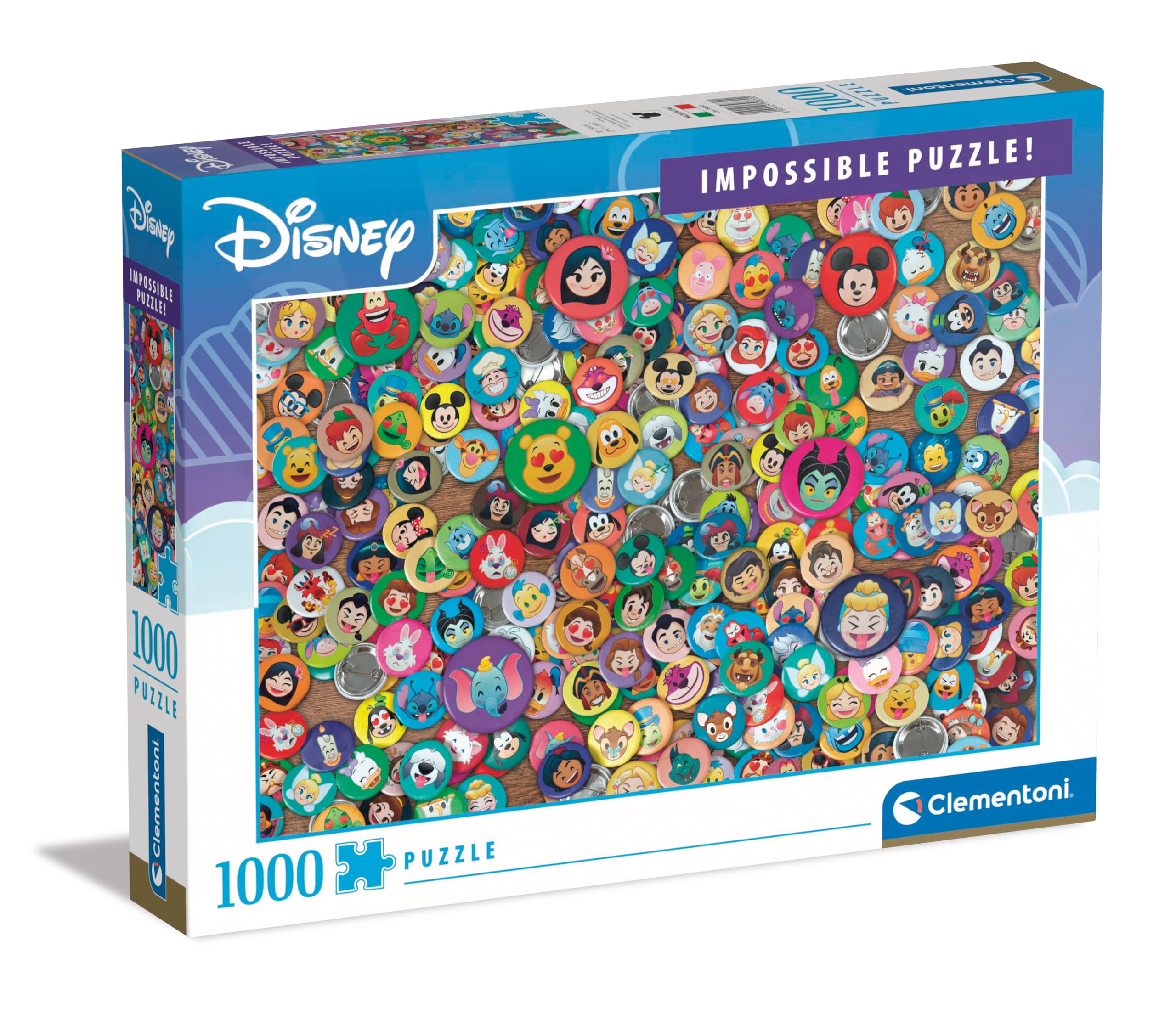 Clementoni Jigsaw Puzzle Impossible Disney Classic 1000 Pieces - Puzzle For Adults 14-99 Years, Gift For Men/Women, Disney, Hard Jigsaw, Difficult Puzzle, Made In Italy, 39830