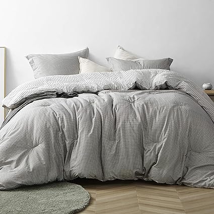 Amazon Com Byourbed Gingham Gray Oversized Queen Comforter