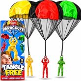 NUTTY TOYS Parachute Toys for Kids - Tangle Free Outdoor Flying Parachute Men, Top Indoor &amp; Outside, 3 4 5 6 7 8 9 10 11 12 Year Old, Best Christmas Stocking Stuffers Idea 2026 Unique Boy &amp; Girl Gifts