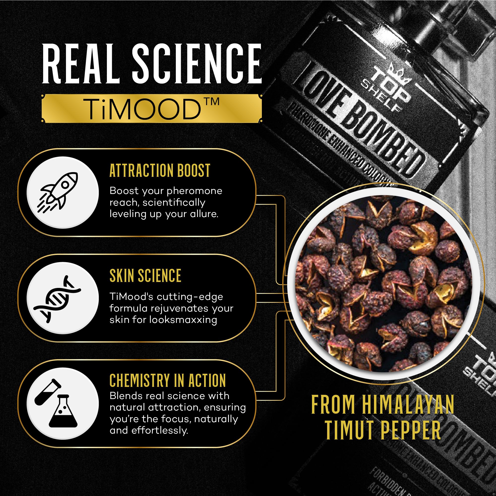 Top Shelf Grind Love Bombed - Pheromone Cologne for Men | Bold Attraction & Confidence | Male Perfume Oil Infused | Long-Lasting Pheromones Spray | Made in USA | 100ml