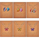 Ornaland 6pcs Butterfly Pendant Necklace Adjustable Alloy Enamel Neck Chain Charms Jewelry Fashion Dangle Necklace Gifts for Women Lovers Christmas Birthday
