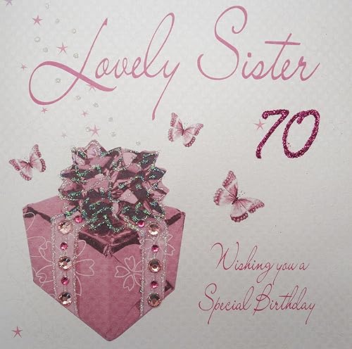 White Cotton Cards Bd65-70 &Amp;Quot;Dandelion, Happy Birthday To A Lovely Sister 70&Amp;Quot; Handmade 70Th ...