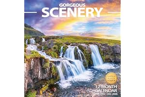 OKAMZIK Wall Calendar 2026 Planner Calendar - Gorgeous Scenery Hangable Monthly Wall Calendar with Large Blocks for Organizing & Planning, Academic Schedule, Home, Office & family, Thick & Sturdy Paper (12"x24" Open)